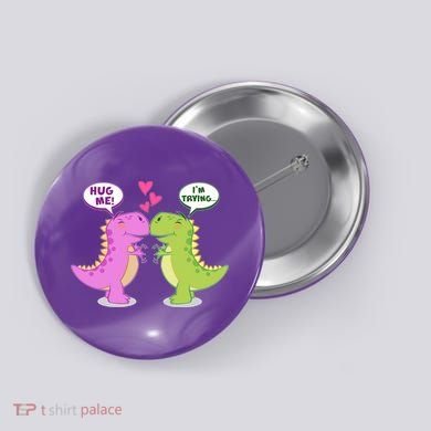 Funny Cute Valentines Day T Rex Dinosaurs Hug Button