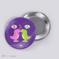 Funny Cute Valentines Day T Rex Dinosaurs Hug Button thumb 0