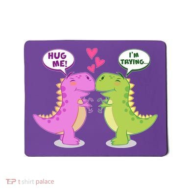 Funny Cute Valentines Day T Rex Dinosaurs Hug Mousepad