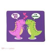 Funny Cute Valentines Day T Rex Dinosaurs Hug Mousepad thumb 0