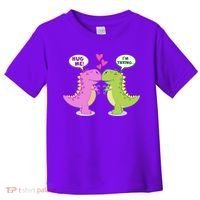 Funny Cute Valentines Day T Rex Dinosaurs Hug Toddler T-Shirt thumb 0