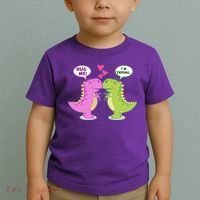Funny Cute Valentines Day T Rex Dinosaurs Hug Toddler T-Shirt thumb 2