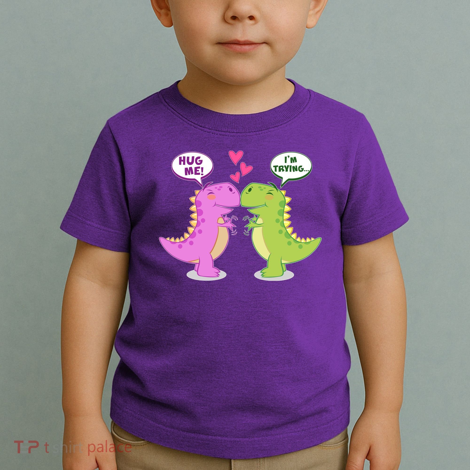 Funny Cute Valentines Day T Rex Dinosaurs Hug Toddler T-Shirt