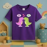 Funny Cute Valentines Day T Rex Dinosaurs Hug Toddler T-Shirt thumb 3