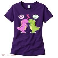 Funny Cute Valentines Day T Rex Dinosaurs Hug Women's T-Shirt thumb 0