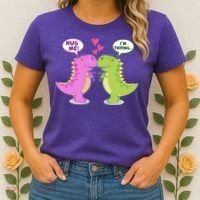 Funny Cute Valentines Day T Rex Dinosaurs Hug Women's T-Shirt thumb 2