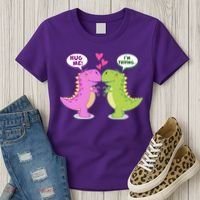 Funny Cute Valentines Day T Rex Dinosaurs Hug Women's T-Shirt thumb 3