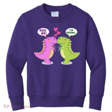 Funny Cute Valentines Day T Rex Dinosaurs Hug Kids Sweatshirt