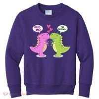 Funny Cute Valentines Day T Rex Dinosaurs Hug Kids Sweatshirt thumb 0