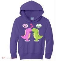 Funny Cute Valentines Day T Rex Dinosaurs Hug Kids Hoodie thumb 0