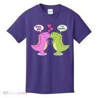 Funny Cute Valentines Day T Rex Dinosaurs Hug Kids T-Shirt thumb 0