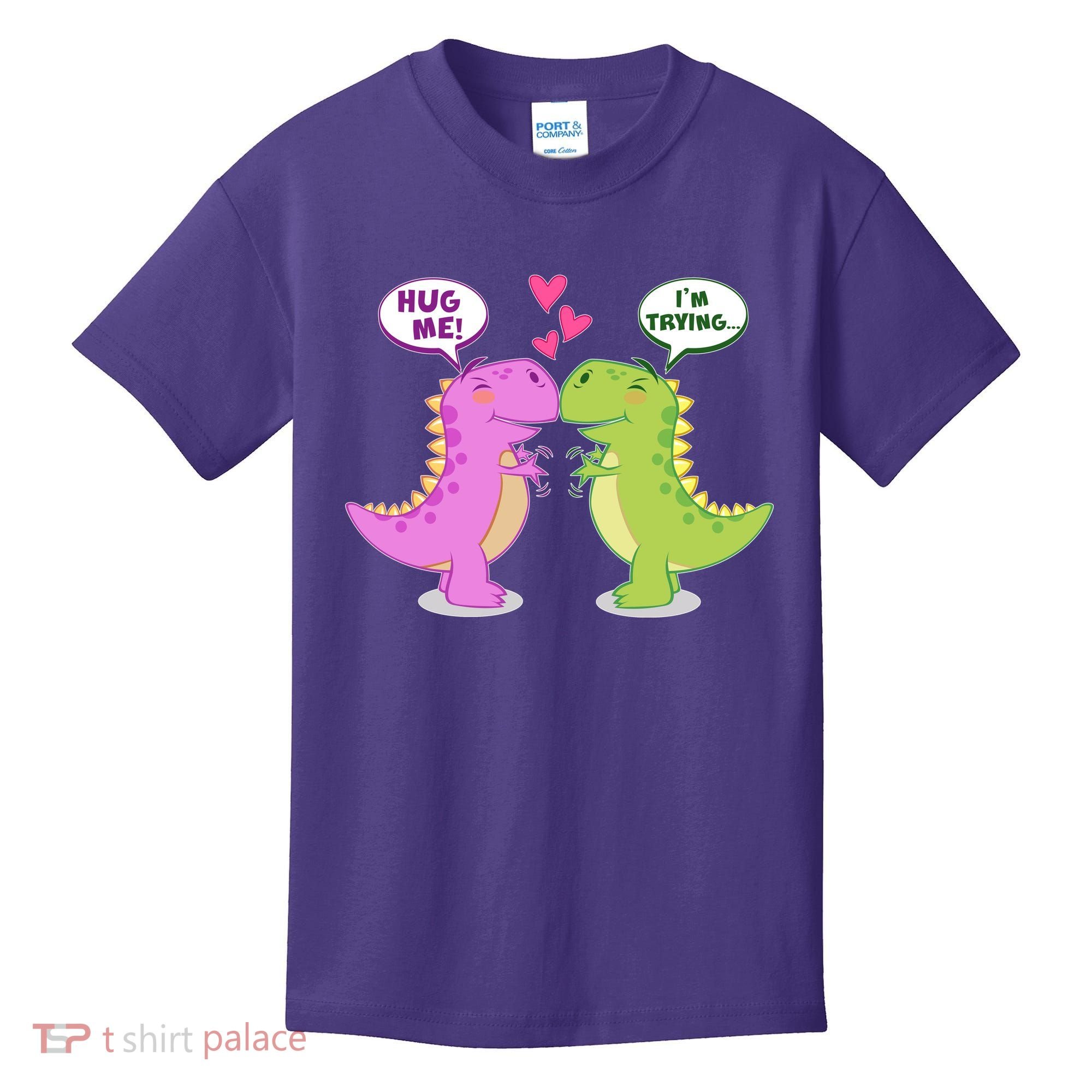 Funny Cute Valentines Day T Rex Dinosaurs Hug Kids T-Shirt