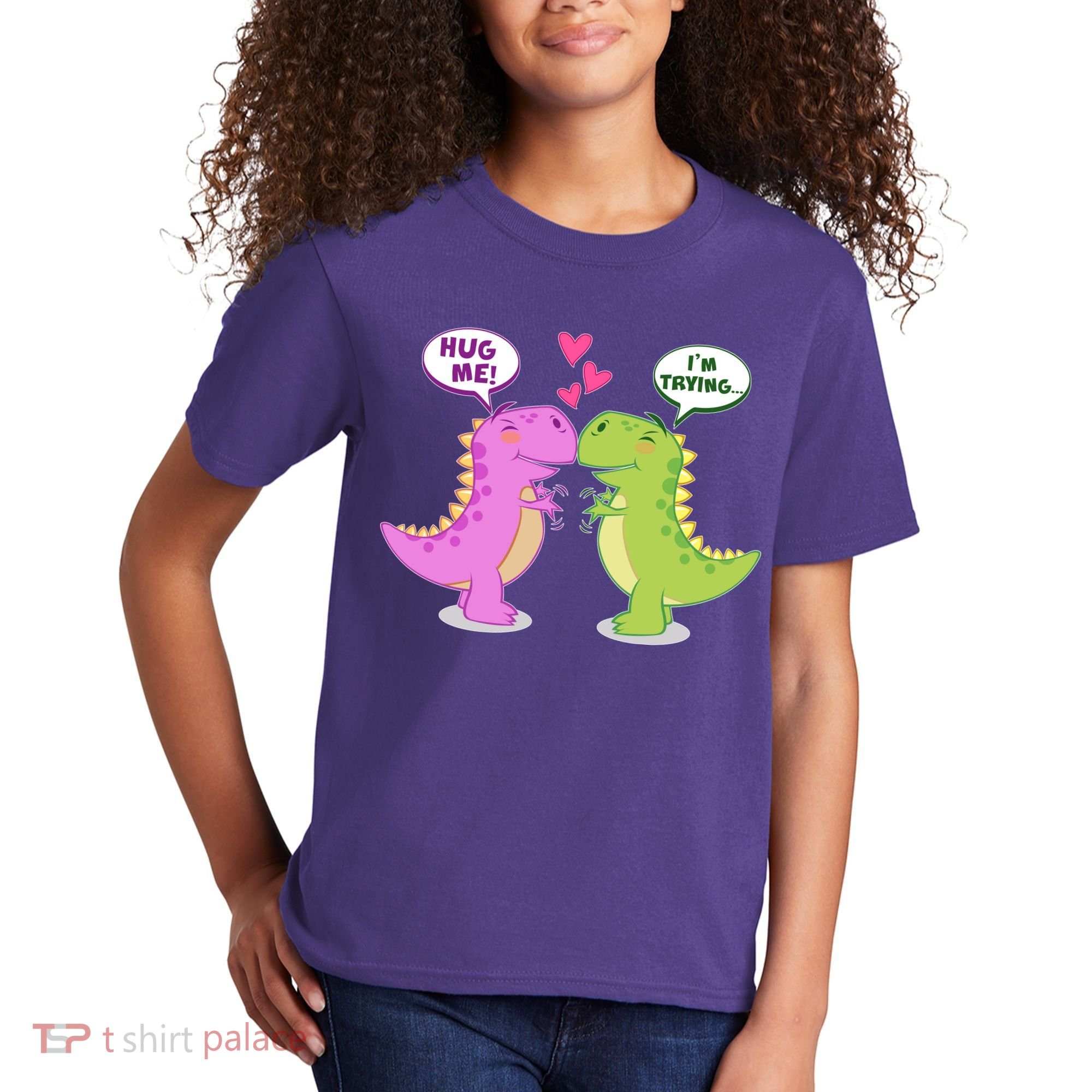 Funny Cute Valentines Day T Rex Dinosaurs Hug Kids T-Shirt