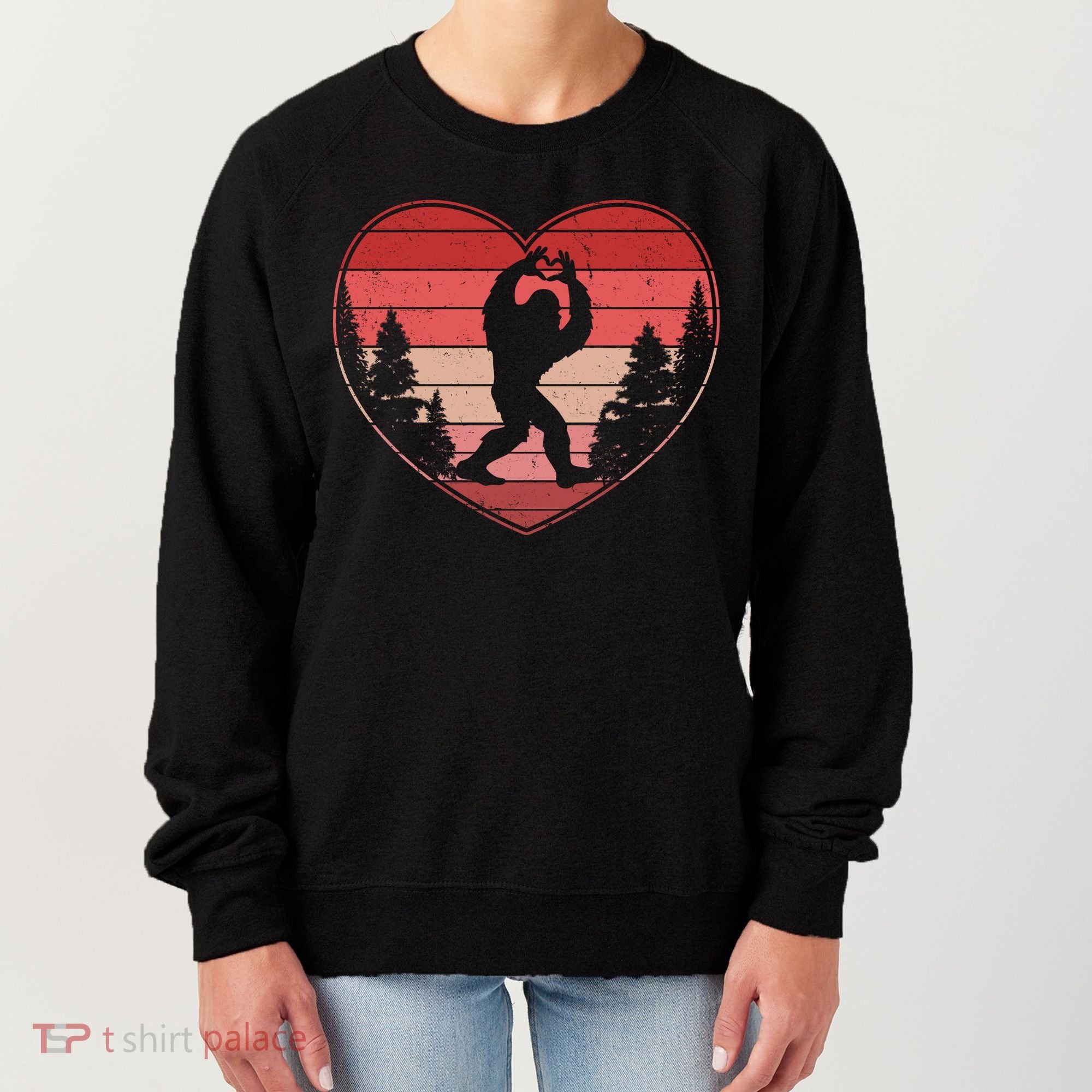 Funny Cute Valentines Day Bigfoot Sasquatch Heart Women's Sweatshirt