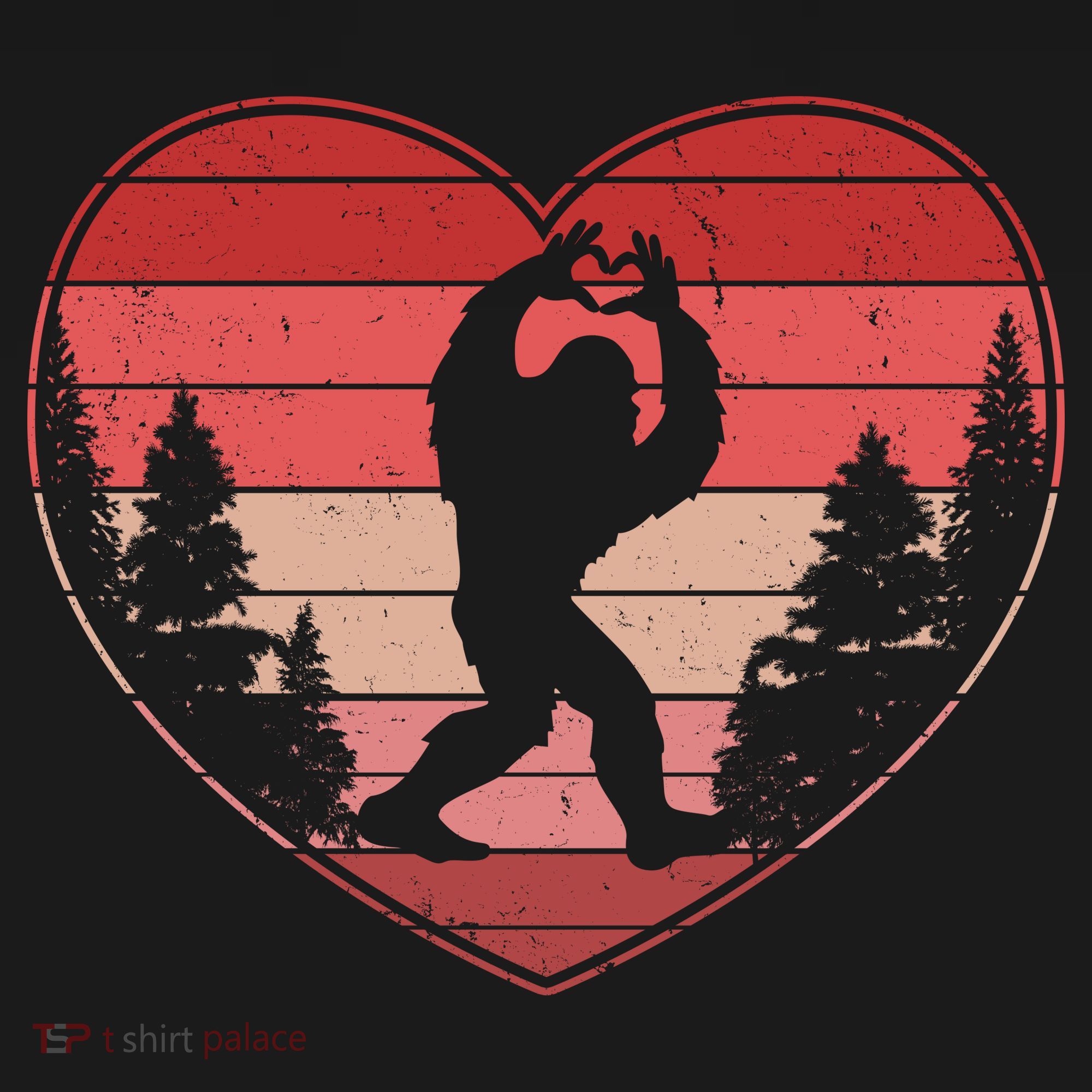 Funny Cute Valentines Day Bigfoot Sasquatch Heart Bucket Hat