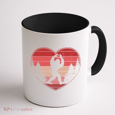 Funny Cute Valentines Day Bigfoot Sasquatch Heart Coffee Mug back