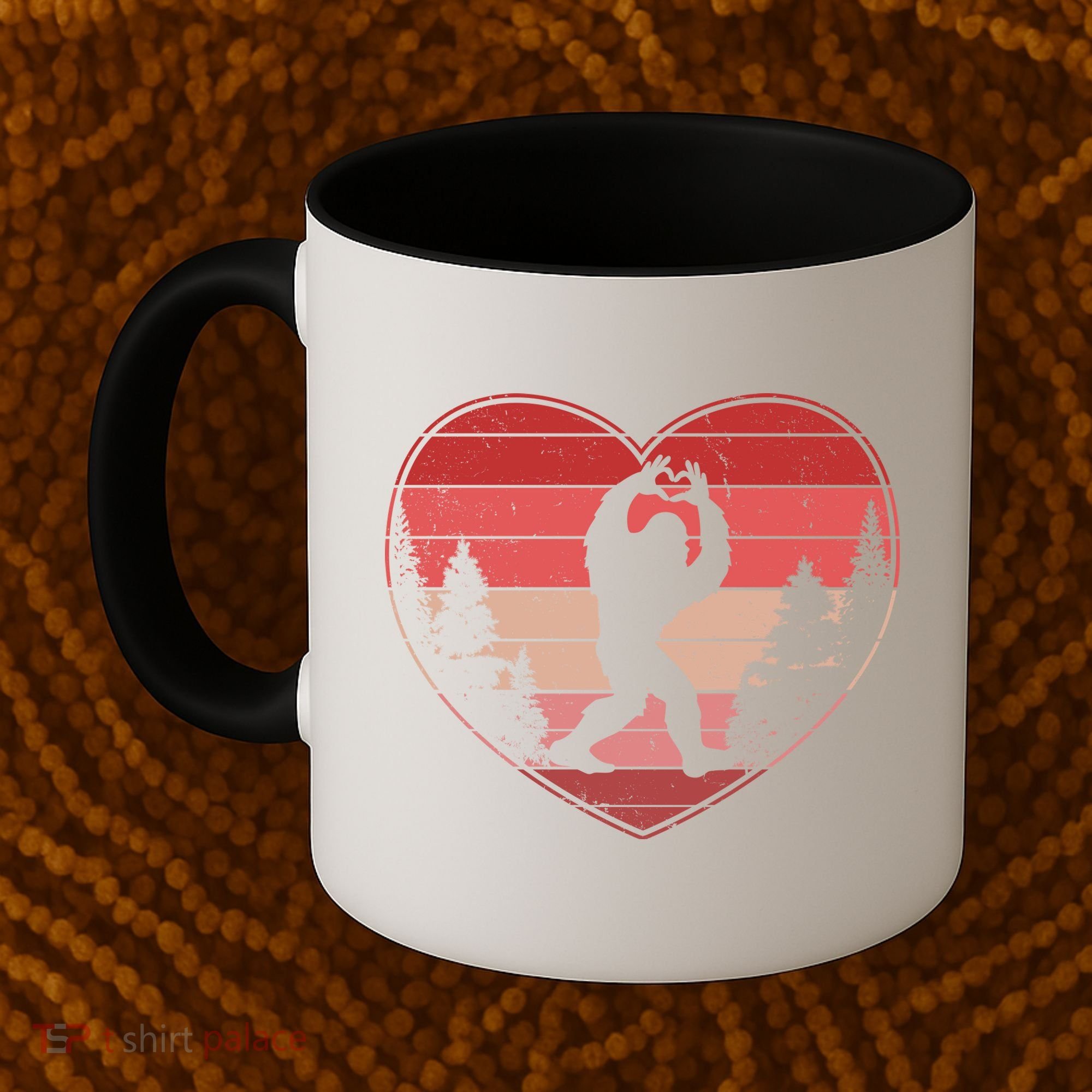 Funny Cute Valentines Day Bigfoot Sasquatch Heart Coffee Mug