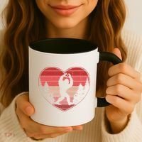 Funny Cute Valentines Day Bigfoot Sasquatch Heart Coffee Mug thumb 3
