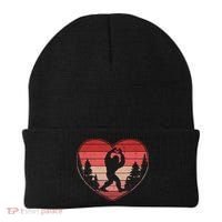 Funny Cute Valentines Day Bigfoot Sasquatch Heart Beanie thumb 0