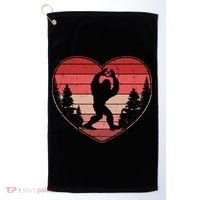 Funny Cute Valentines Day Bigfoot Sasquatch Heart Golf Towel thumb 0