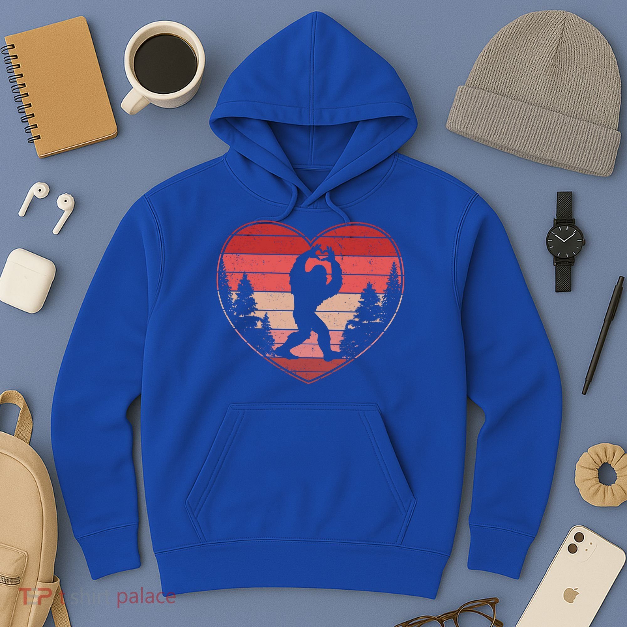 Funny Cute Valentines Day Bigfoot Sasquatch Heart Hoodie