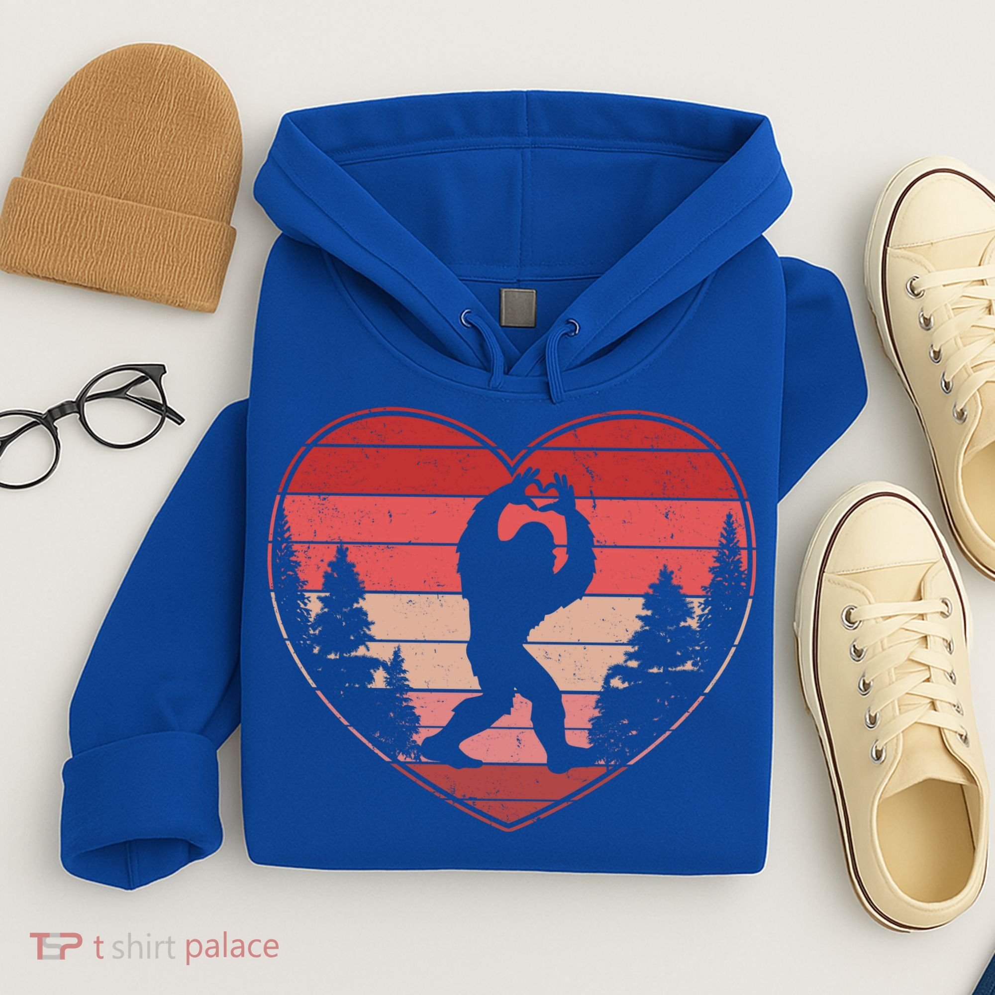 Funny Cute Valentines Day Bigfoot Sasquatch Heart Hoodie