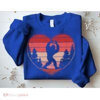 Funny Cute Valentines Day Bigfoot Sasquatch Heart Sweatshirt thumb 2