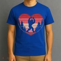 Funny Cute Valentines Day Bigfoot Sasquatch Heart T-Shirt thumb 3