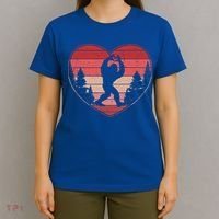 Funny Cute Valentines Day Bigfoot Sasquatch Heart T-Shirt thumb 4
