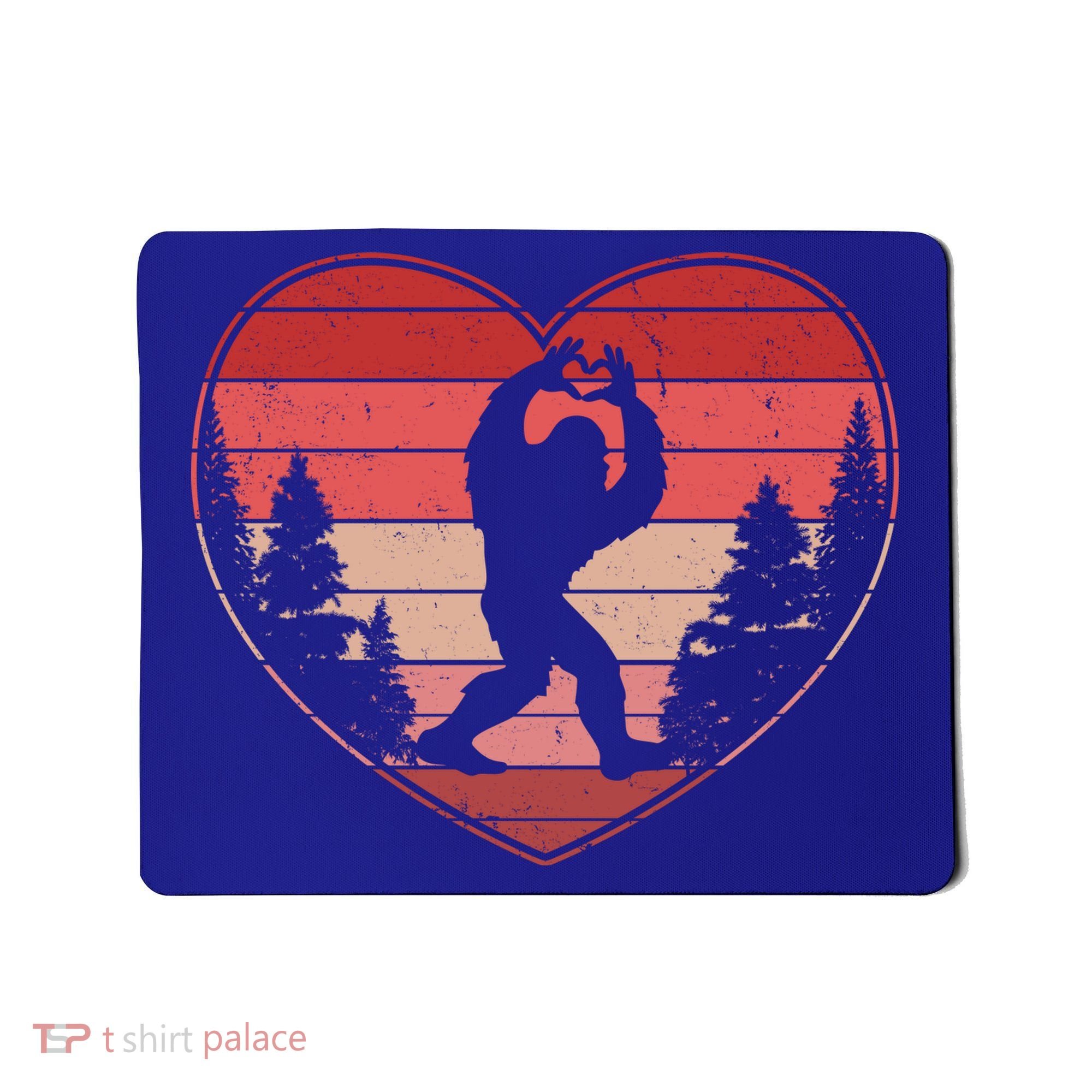 Funny Cute Valentines Day Bigfoot Sasquatch Heart Mousepad