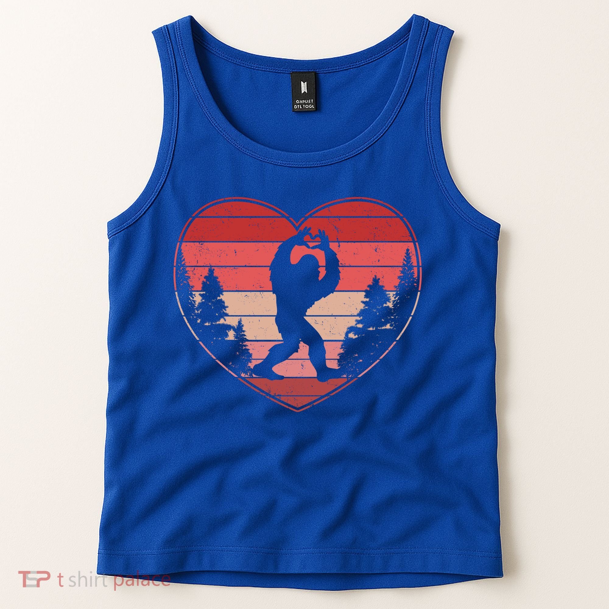 Funny Cute Valentines Day Bigfoot Sasquatch Heart Tank Top