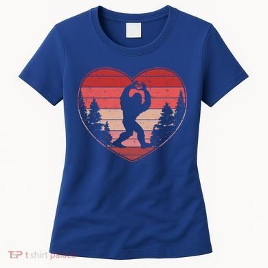 Funny Cute Valentines Day Bigfoot Sasquatch Heart Women's T-Shirt