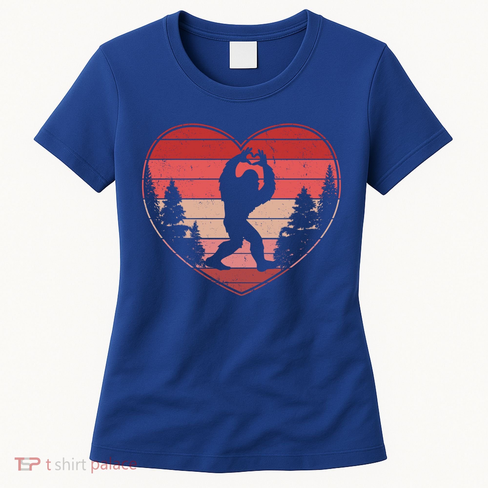 Funny Cute Valentines Day Bigfoot Sasquatch Heart Women's T-Shirt