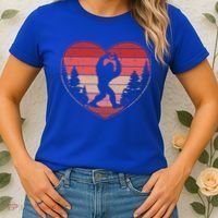 Funny Cute Valentines Day Bigfoot Sasquatch Heart Women's T-Shirt thumb 2