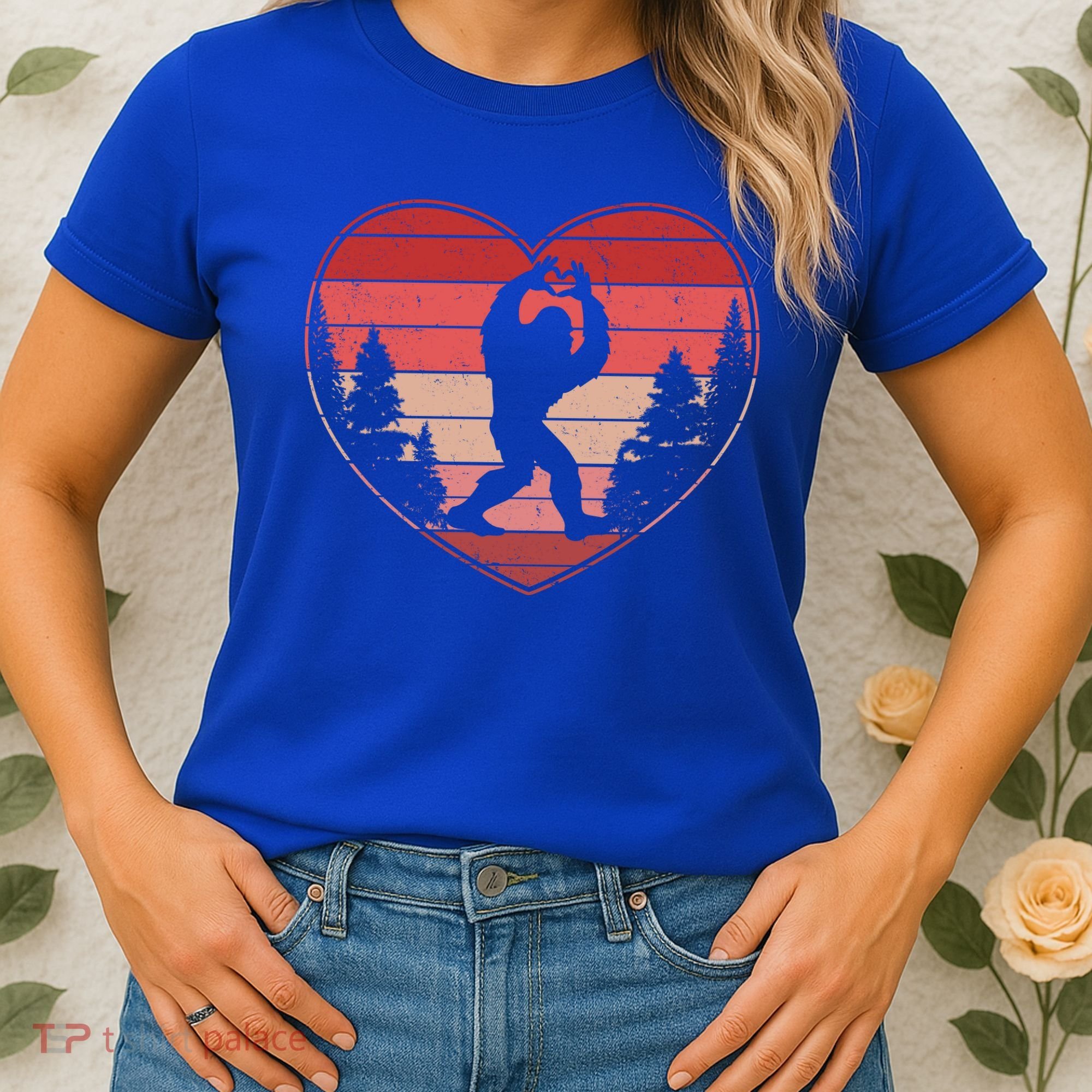 Funny Cute Valentines Day Bigfoot Sasquatch Heart Women's T-Shirt