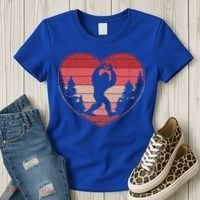 Funny Cute Valentines Day Bigfoot Sasquatch Heart Women's T-Shirt thumb 3