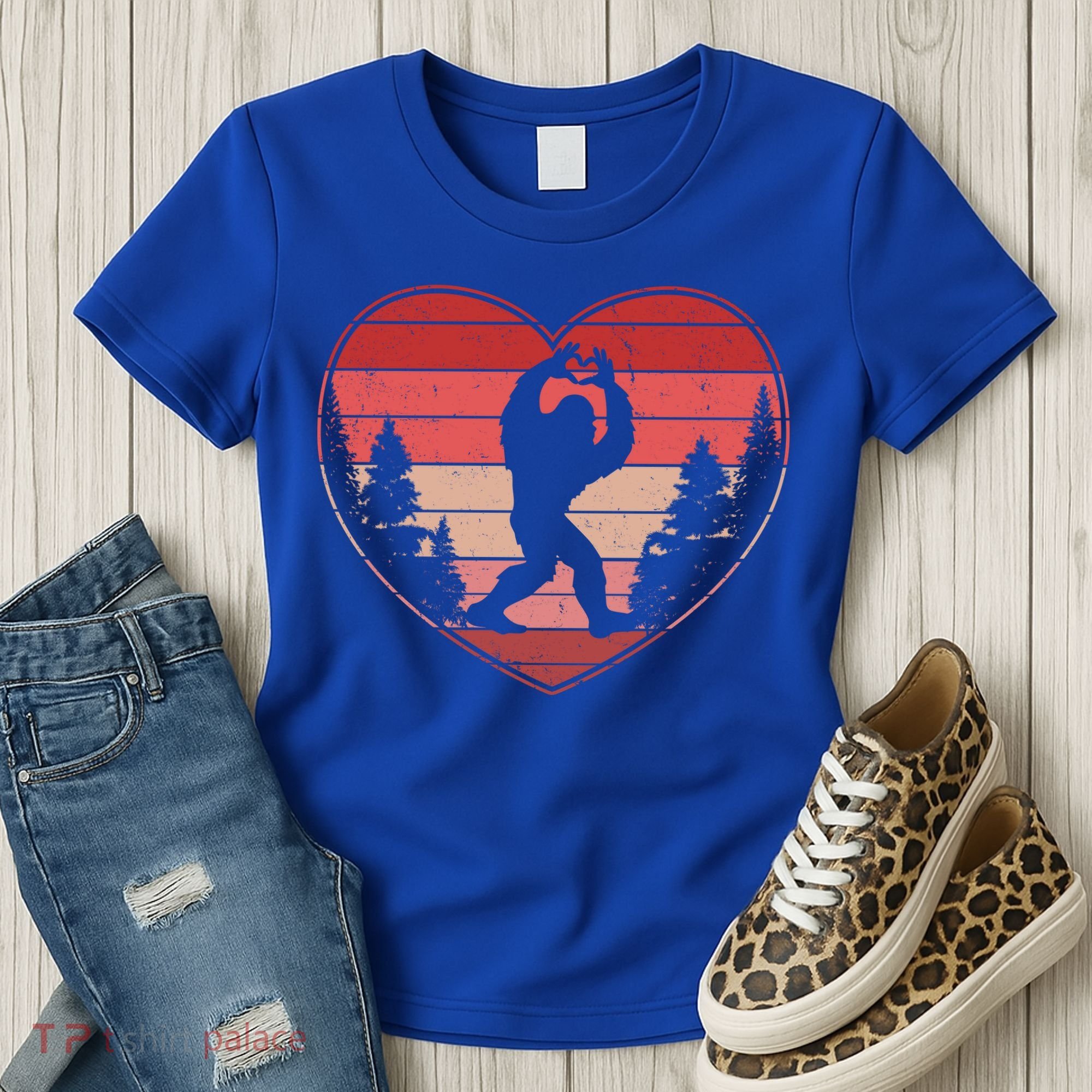 Funny Cute Valentines Day Bigfoot Sasquatch Heart Women's T-Shirt