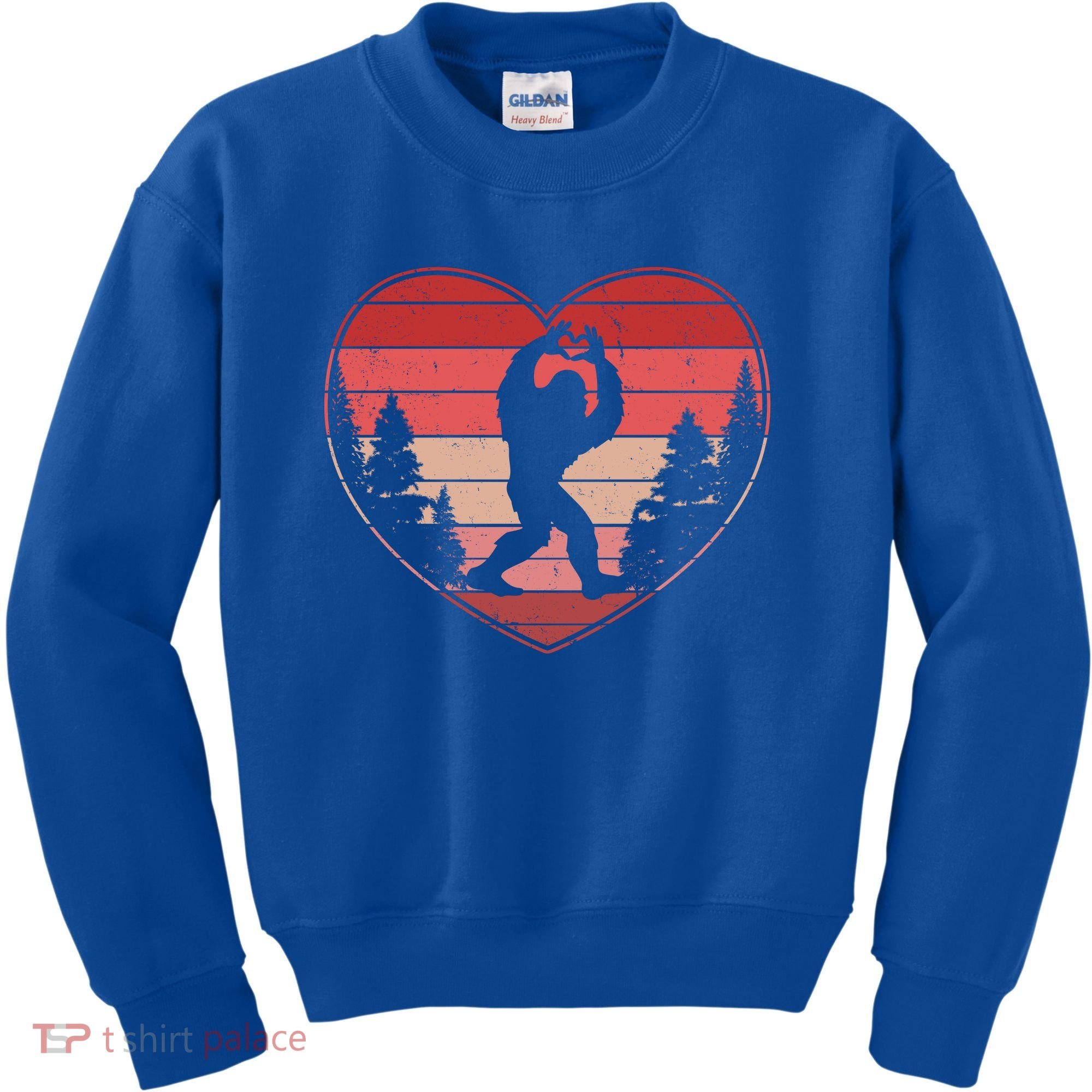 Funny Cute Valentines Day Bigfoot Sasquatch Heart Kids Sweatshirt