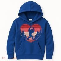 Funny Cute Valentines Day Bigfoot Sasquatch Heart Kids Hoodie thumb 0