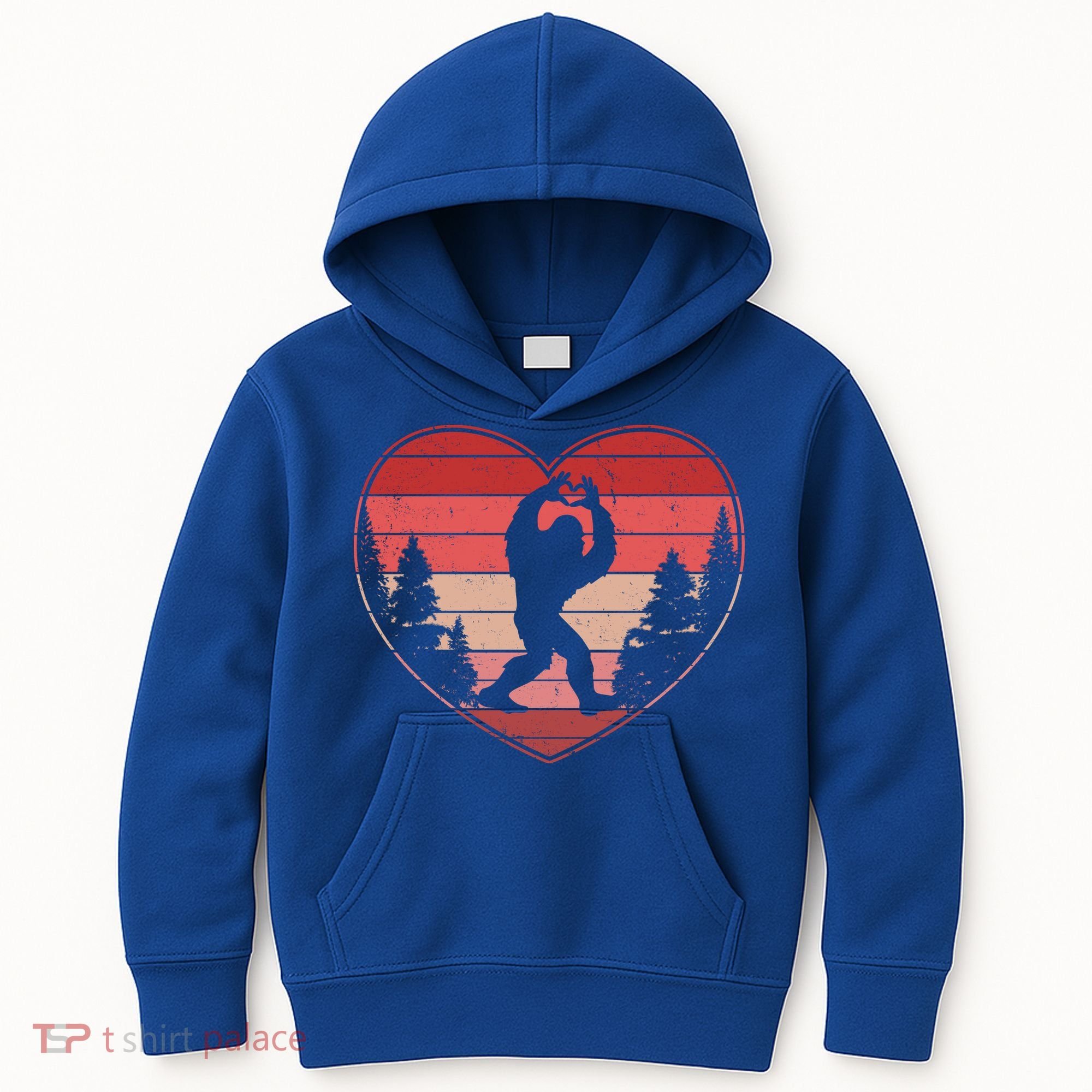 Funny Cute Valentines Day Bigfoot Sasquatch Heart Kids Hoodie