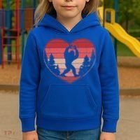 Funny Cute Valentines Day Bigfoot Sasquatch Heart Kids Hoodie thumb 3