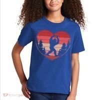 Funny Cute Valentines Day Bigfoot Sasquatch Heart Kids T-Shirt thumb 2