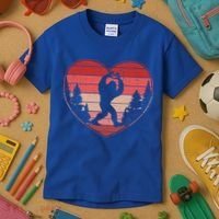 Funny Cute Valentines Day Bigfoot Sasquatch Heart Kids T-Shirt thumb 3