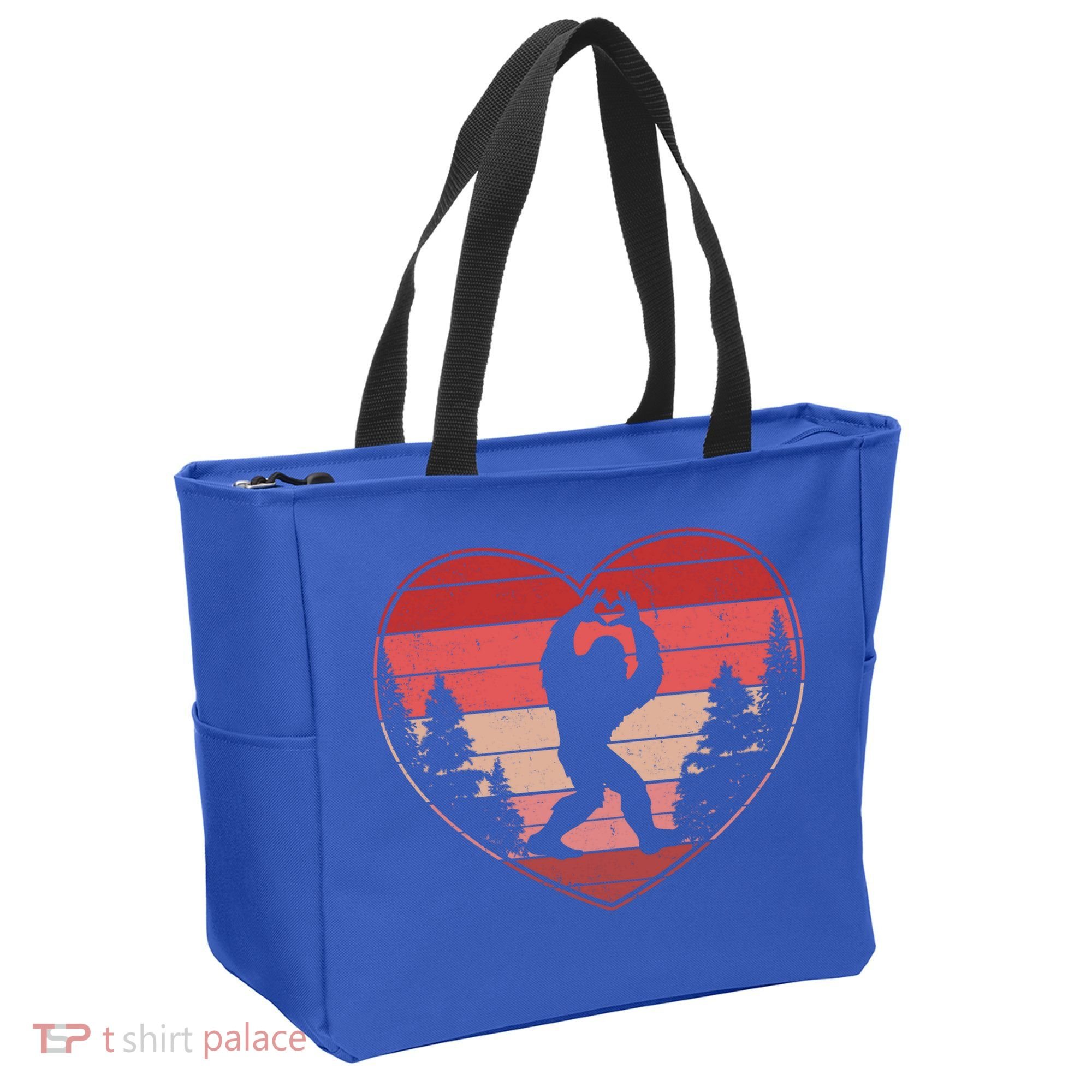 Funny Cute Valentines Day Bigfoot Sasquatch Heart Tote Bag