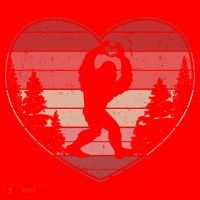 Funny Cute Valentines Day Bigfoot Sasquatch Heart Santa Hat thumb 1