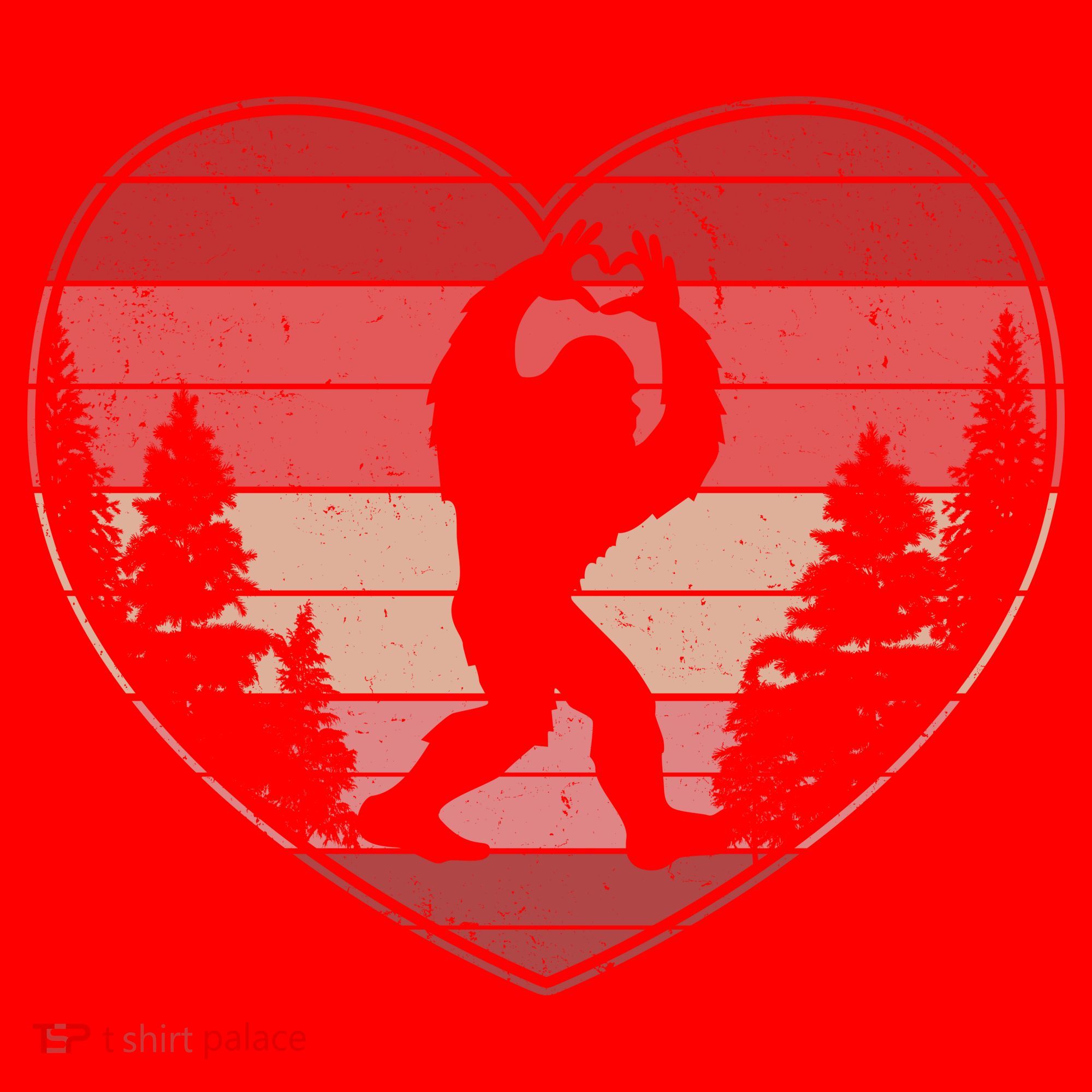 Funny Cute Valentines Day Bigfoot Sasquatch Heart Santa Hat