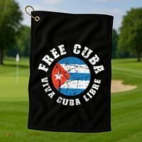 Free Cuba Viva Cuba Libre ProFreedom Movement Gift Golf Towel thumb 1