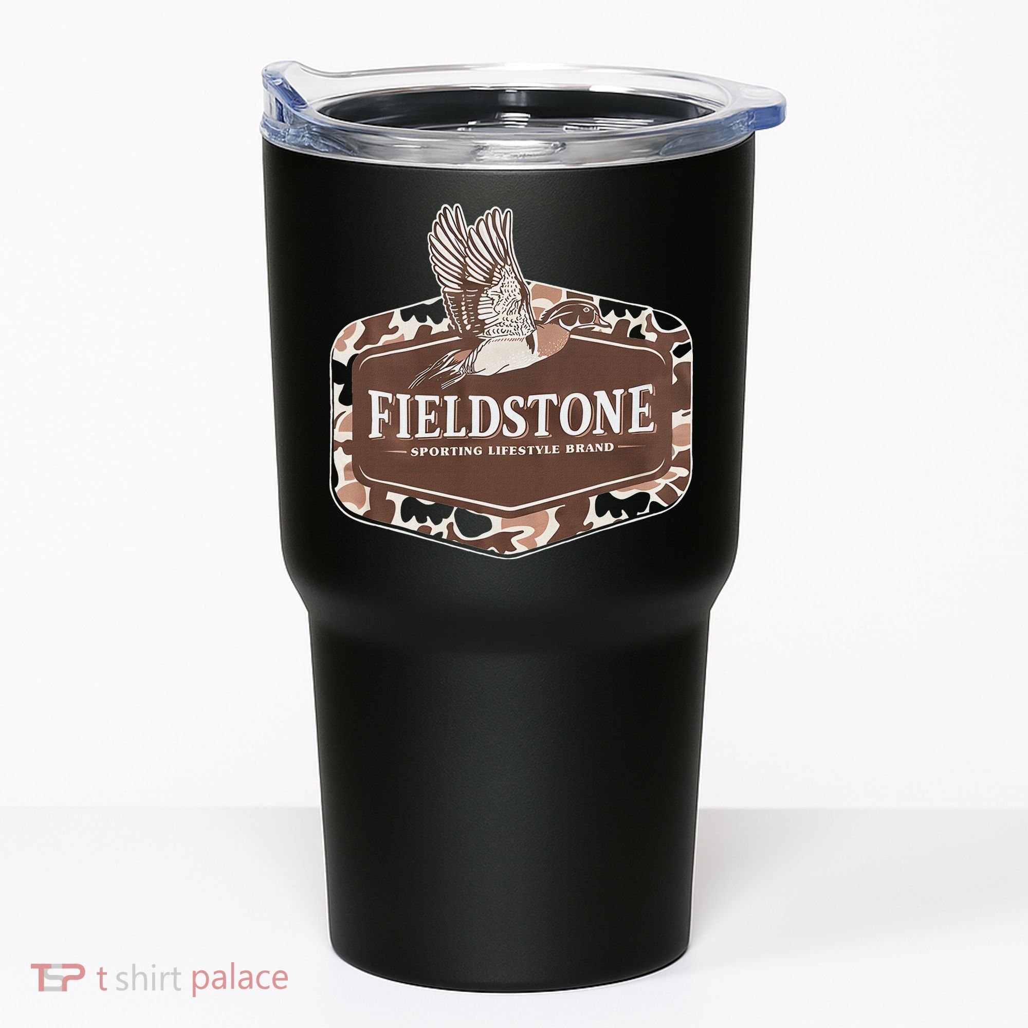 Fieldstone Camo Wood Duck Tumbler