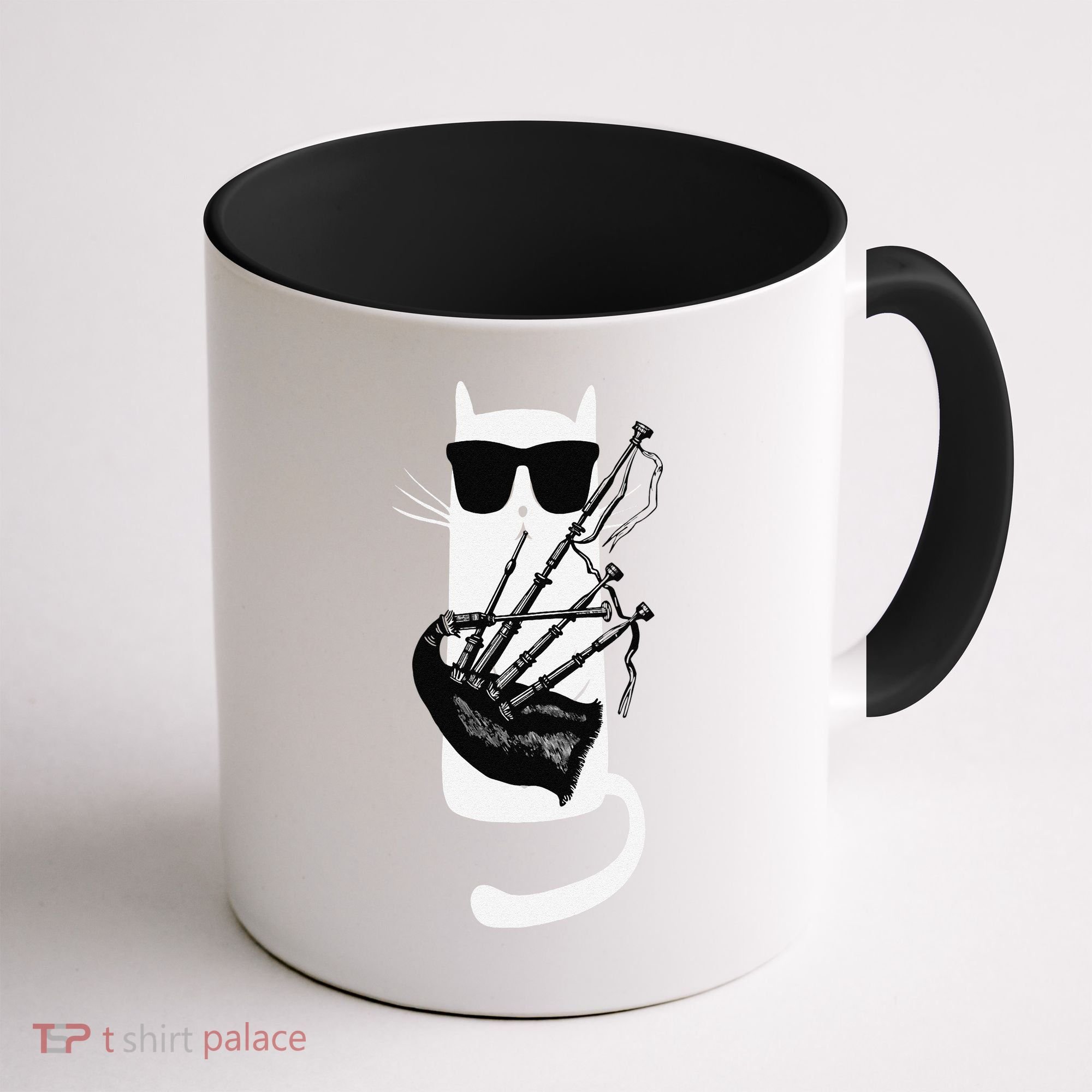 Funny Cat Wearing Sunglasses Playing Bagpipes Coffee Mug