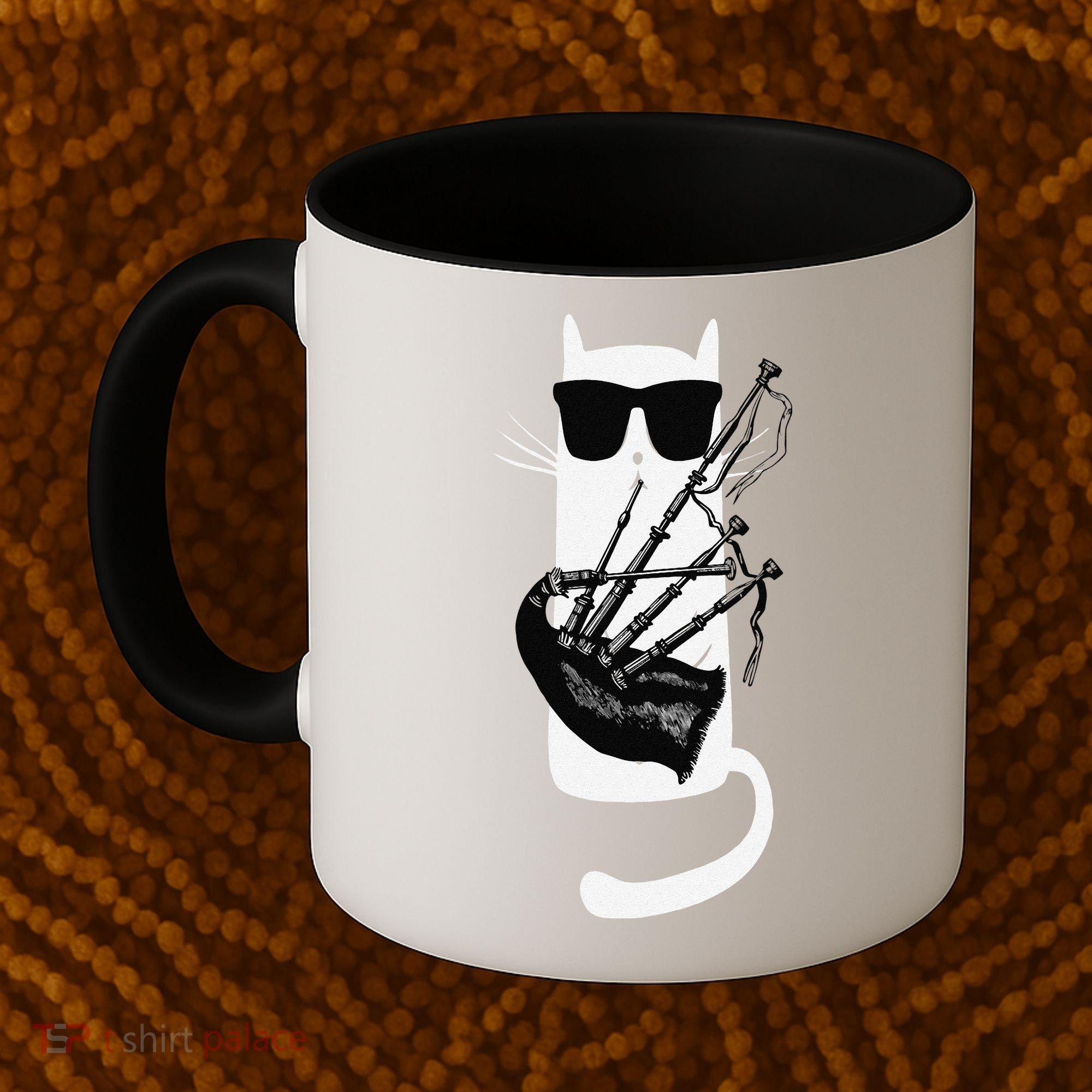 Funny Cat Wearing Sunglasses Playing Bagpipes Coffee Mug